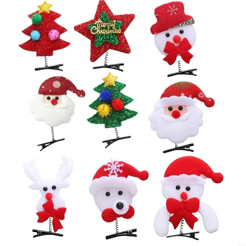 G5GC Cartoon Christmas Hairpins Hot Girls Glitter Sequins Hair Clip Festival Hair Clip for Kids Braids Hair Clip