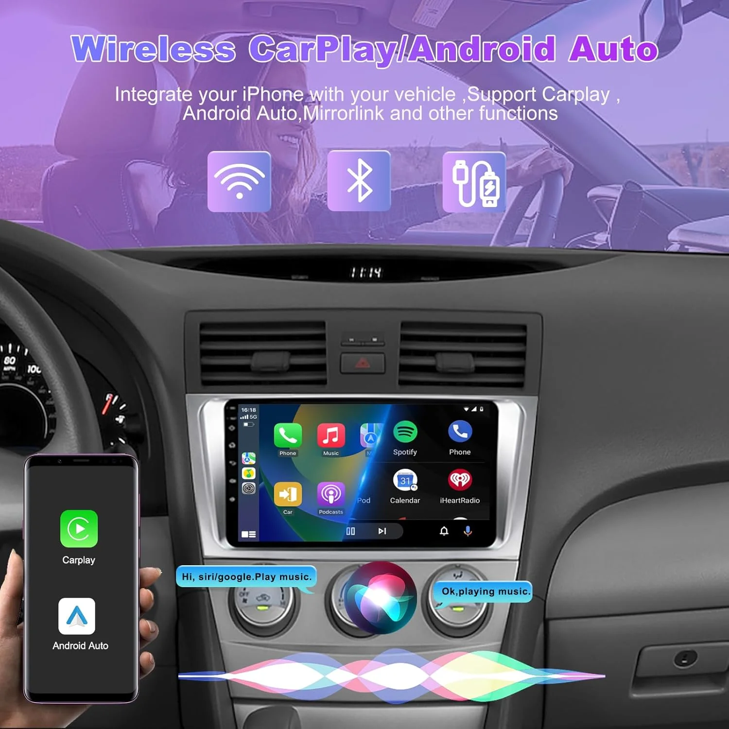 Android 14 For Toyota Noah R80 2014 2015 2016 - 2020 Car Radio Navigation Multimedia Player Stereo GPS WiFi+4G DSP Carplay+Auto