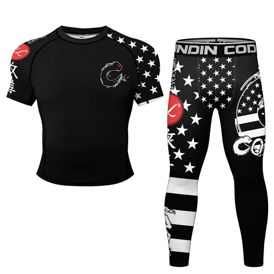 New Men Compression Sportswear Suits MMA T-shirts Clothing Boxing Workout Jogging Sports Set Running Rashguard Tracksuit For Men