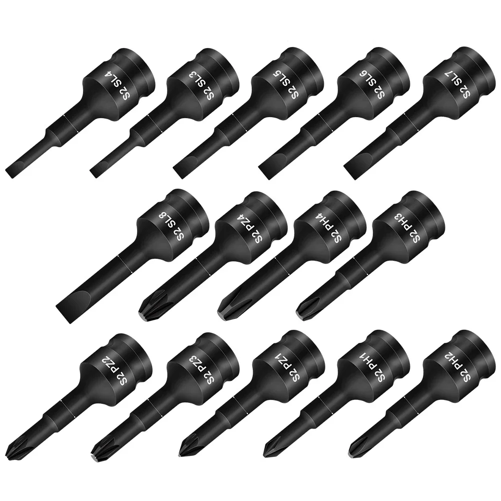 Adaptateur de douille d'embout de tournevis, acier au molybdène au chrome, noir, 1 PC, PH1, PH2, PH3, PH4, PZ1, PZ2, PZ3, PZ4, SL3, SL4, SL5, longueur de 60mm