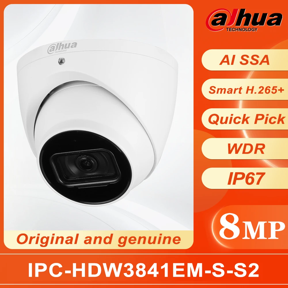 

Dahua 8MP IR Fixed-focal Eyeball WizSense Network Camera IPC-HDW3841EM-S-S2