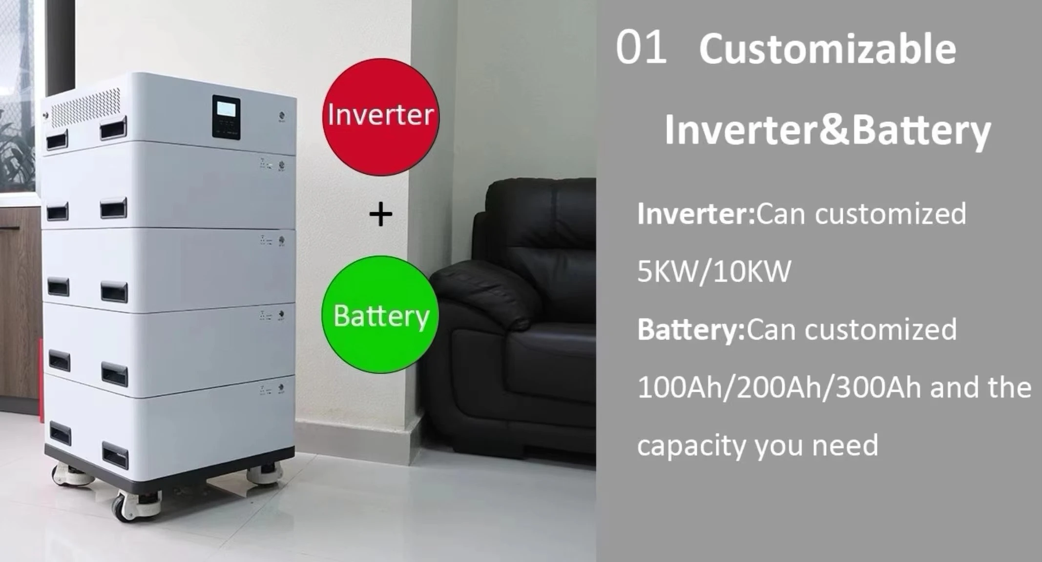 OEM 1 in 1 5Kwh 10Kwh 20Kwh Lifepo4 Li 48v 100ah Lithium Ion Battery Solar Inverter for Home Energy Storage