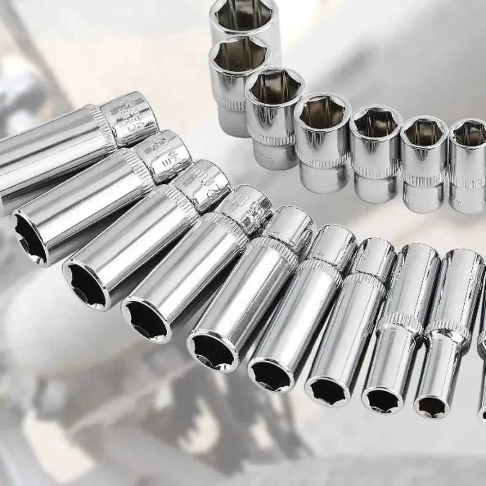 1/4-Zoll-Sechskant-Steckschlüsselsatz, metrisch, lang und kurz, von 4mm bis 14mm, verchromt, Steckschlüssel – Detail 2