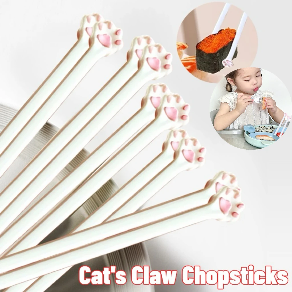 New Cat Paw Training Chopsticks For Kids Beginners Non Slip Fixture Baby Eating Helper Kitchen Dining Tool