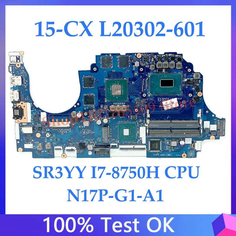 Mainboard L20302-001 L20302-501 L20302-601 For HP 15-CX Laptop Motherboard LA-F841P W/ SR3YY I7-8750H CPU N17P-G1-A1 100% Tested