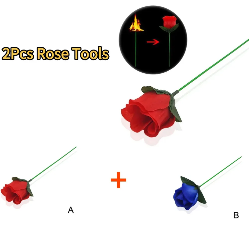 2 SZT. Magiczny Palnik z Kwiatem, Efekt Płomienia na Różę, Sztuczka Magiczna, Profesjonalny Rekwizyt Iluzji Barowej dla Magika