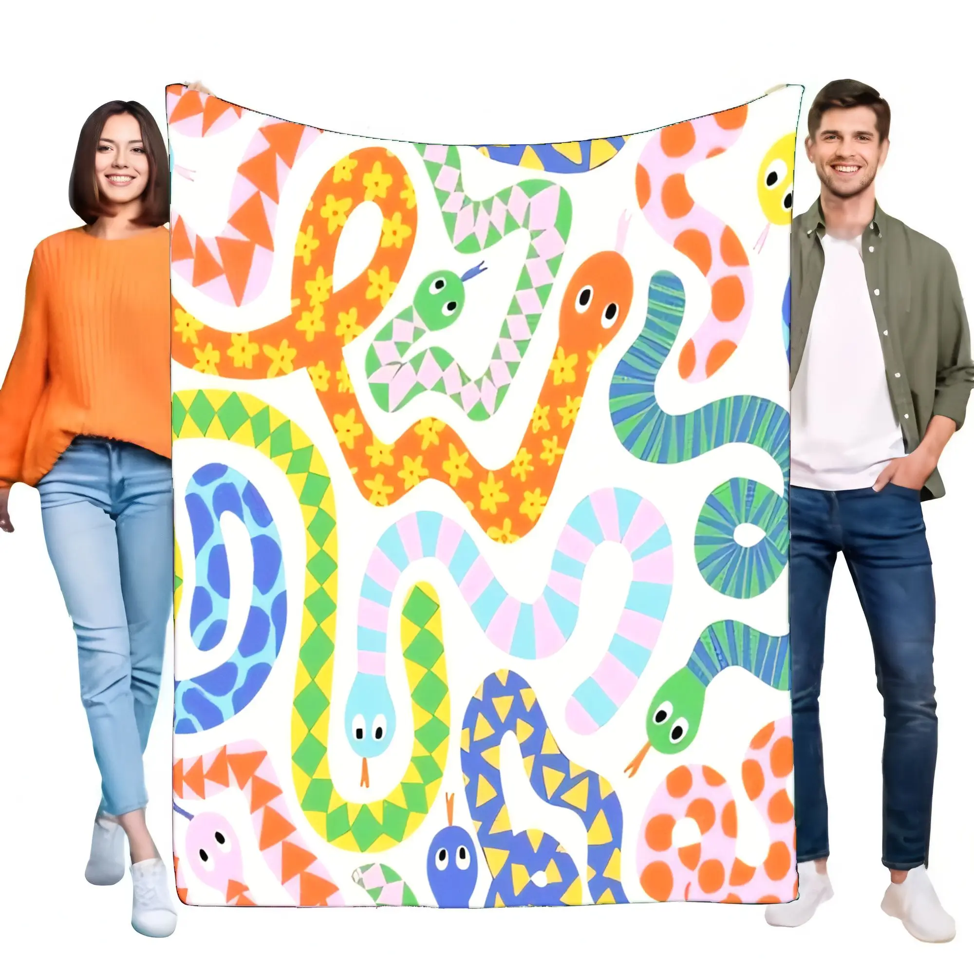 الملونة الكرتون الثعابين بطانية نابضة بالحياة غريب الأطوار رمي لينة مريحة أريكة تتحول لسرير ديكور مثالية للأطفال والكبار هدية عظيمة للمنزل