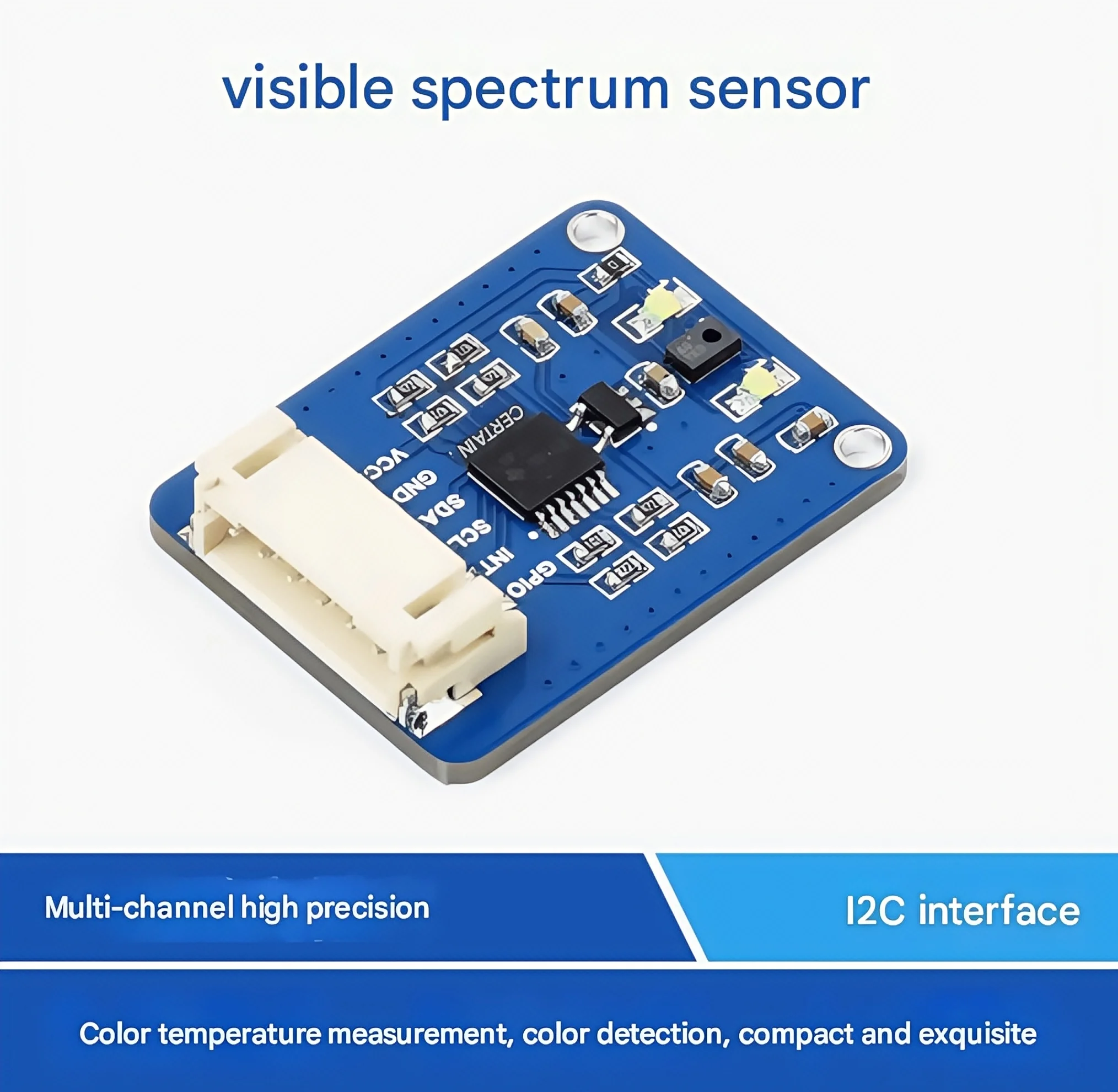 가시광선 센서 AS7341 색상 감지 I2C 제어는 라즈베리 파이 4 고정밀도를 지원합니다.