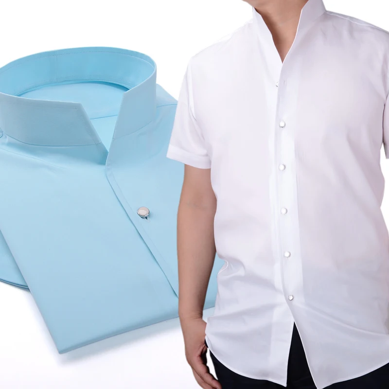 

men's stand collar short sleeve shirt for men fashion youth thin men's summer shirt