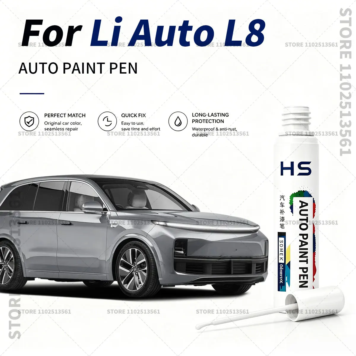 For 2002-2025 Leading Ideal Lixiang L8 Touch Up Paint Pen Quick Repair Car Scratch Chip Paint Brush Blue Grey White Green Black