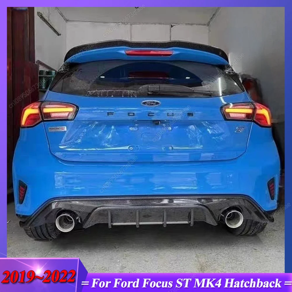Für Ford Focus ST MK4 Fließheck 2019-2022 Auto Hinten Lip Diffusor Spoiler Splitter Körper Kits Tuning ABS glänzend Schwarz