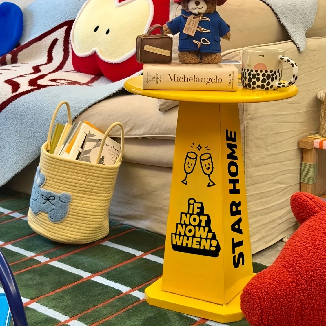 

Industrial coffee table/metal round-edge table/retro industrial-style home, outdoor, small space, living room, office furniture