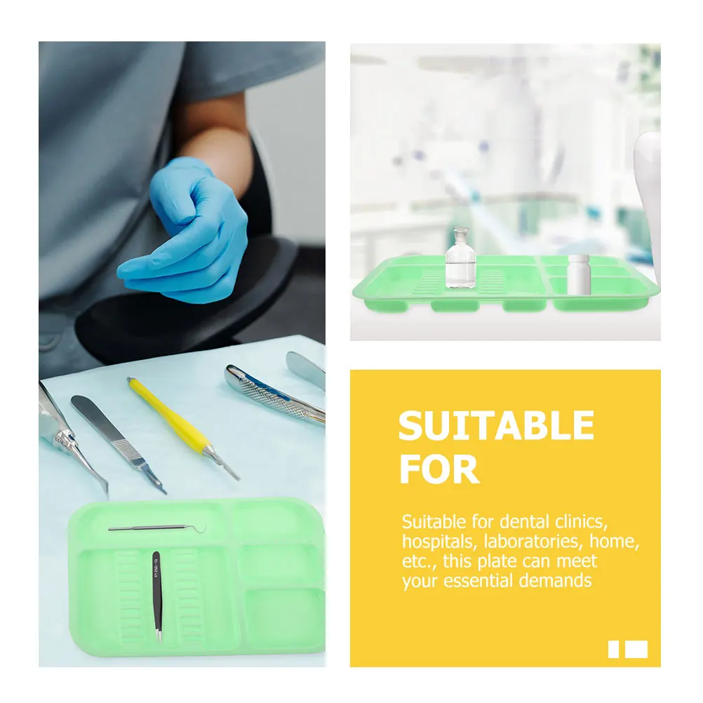 

2 Pcs Colored Mini Tray Storage Plates Dental Plastic Procedure Tool for Clinic Daily Use