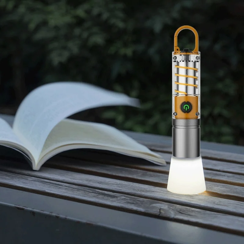 2 Lighting Mode Strong LED Flashlights Telescopic Zoom Torch Type-C Charging Connector Portable Long-Range Camping Flashlight