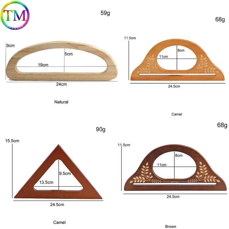 Repuesto de correa de madera maciza para bolso de mano, accesorio para manualidades, color negro, Camel y marrón claro