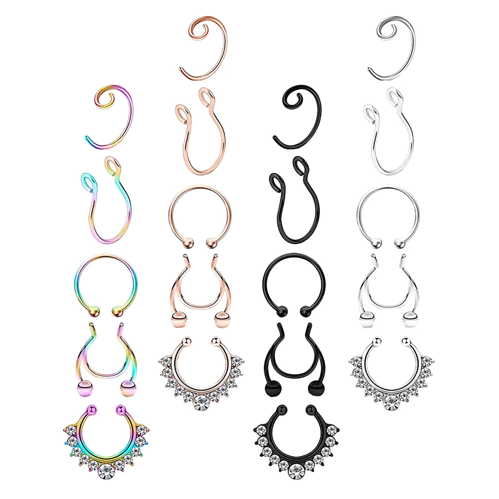 

1 Set Stainless Steel Non Piercing Nose Rings Clip Cuff Jewelry For Women Fashion Hypoallergenic Comfortable Party Dance