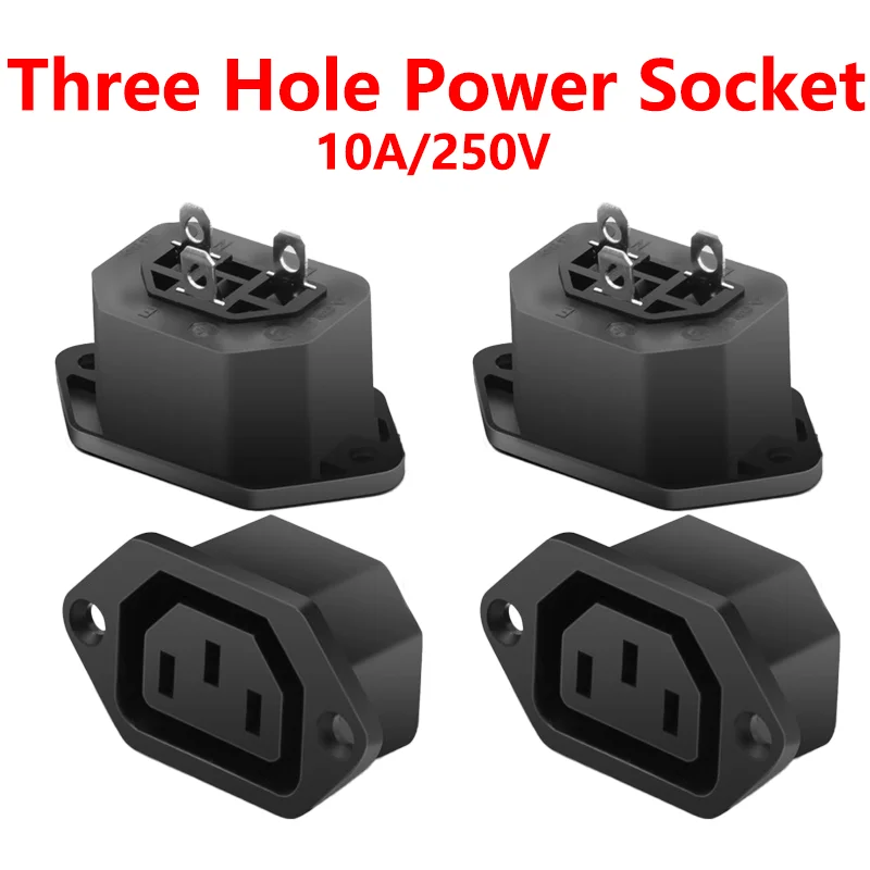 

5/20/100PCS lEC 320 C14 Female AC Power Plug Inlet Socket Jack AC-06 Connector Receptacle AC 250V10A Cable Wire Connector