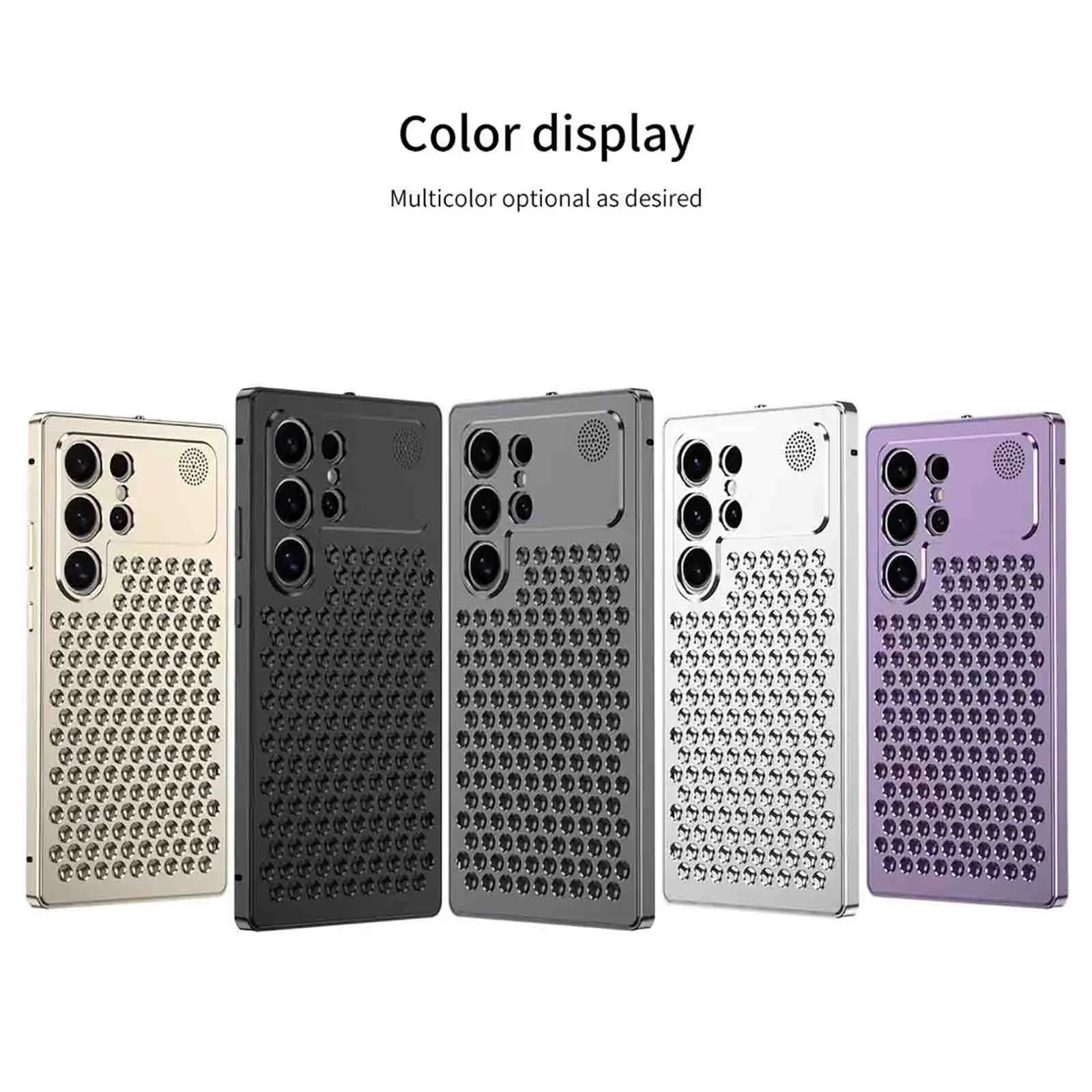 

Metal Case for Samsung Galaxy S25 Series - Fine Lens Hole Protective Aluminum Alloy Cover | Cooling Hollow Design Aromatherapy