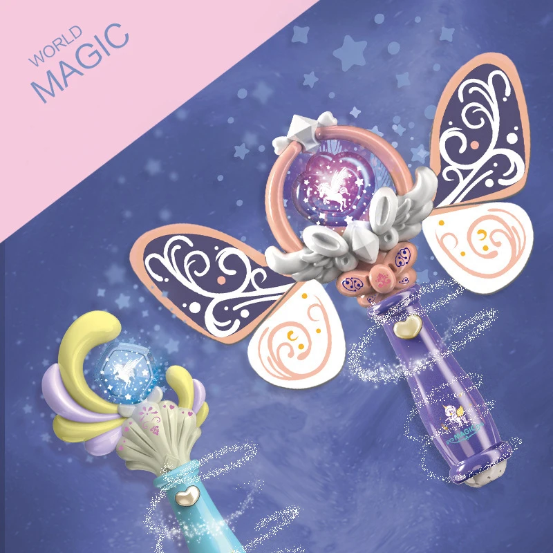 Girl Glow Fairy Magic Wand Toy Led Light Magic Wand With Music Flash Hair Wand Creative Girl Princess Cosplay Party Props Gift