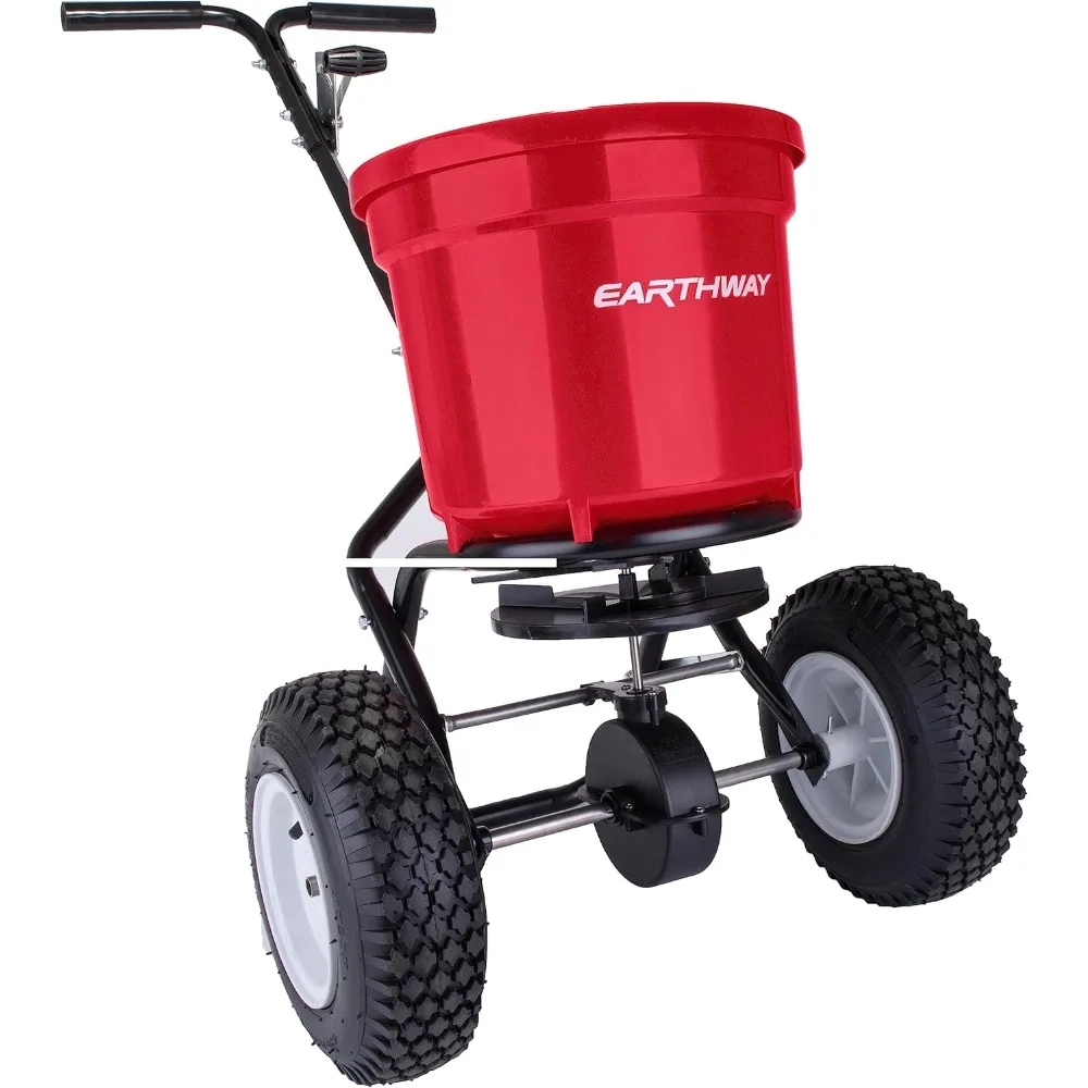 2150 Commercial Broadcast Fertilizer Spreader. Walk-Behind Push Garden Seeder with Adjustable Drop Rate and Driving Handle