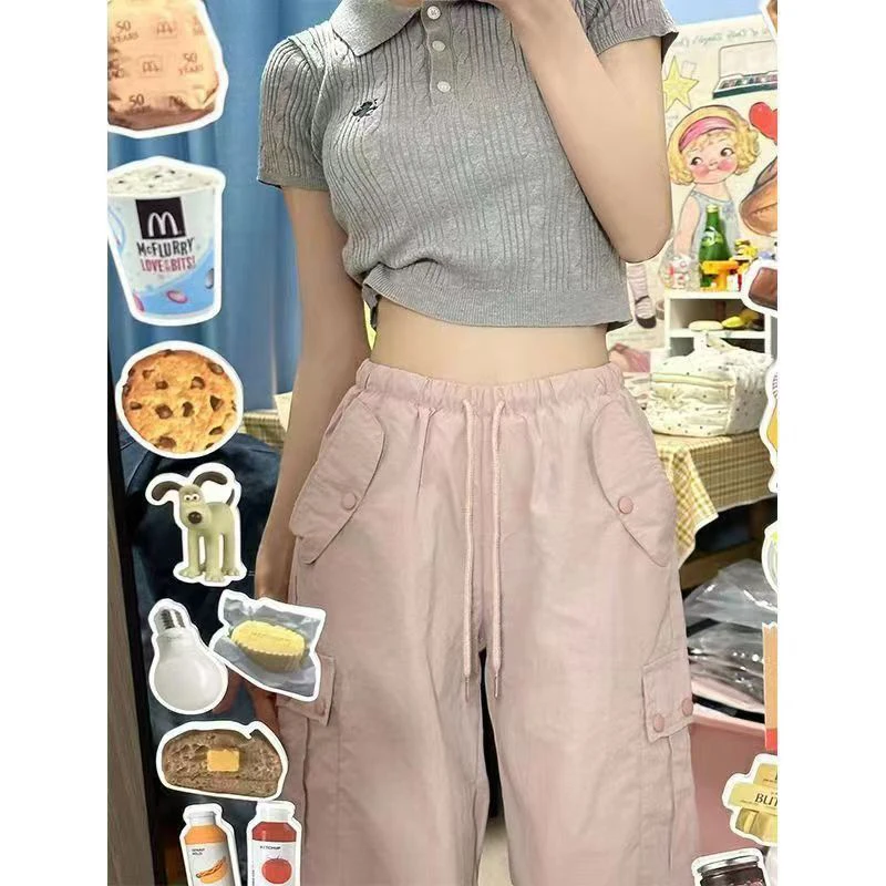 Cargohose für Damen, Streetwear, Sommer, Polyester, Mesh, belüftet, luftig, leicht, kühlend, schnell trocknend, atmungsaktiv, ausgehöhlt, Übergröße
