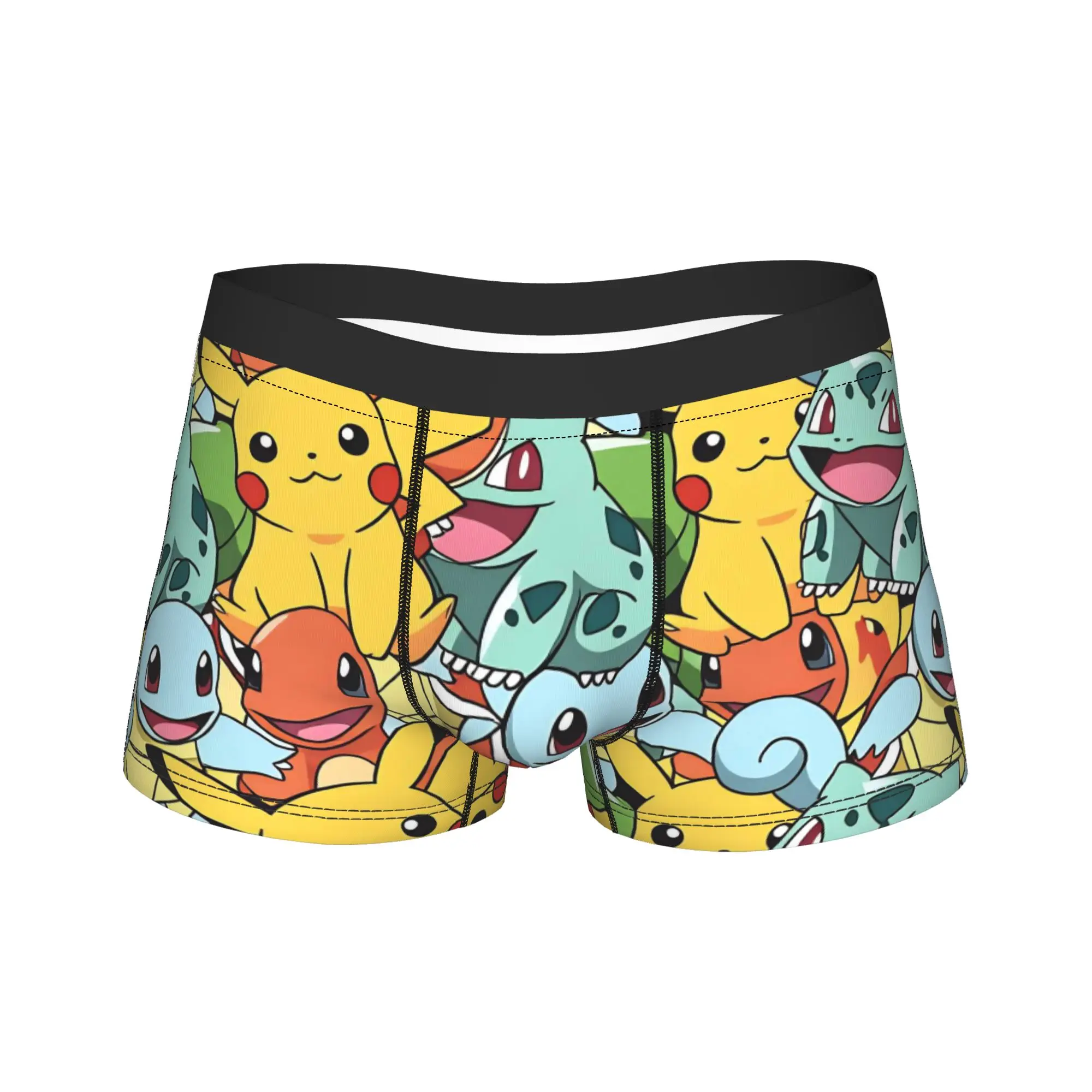 Pokemon Characters Underwear  Men Underpants Printed Sexy Soft Boxer Shorts Quality Shorts Briefs Plus Size 2XL