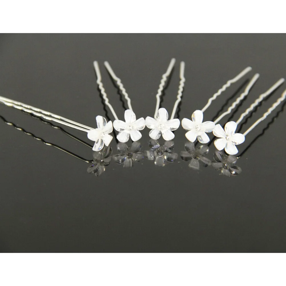

20 Pcs Pearl Flower Hairpin Elegant Wedding Fabric U shaped Clips Women Hair Decoration Bridesmaid Accessories Stylish