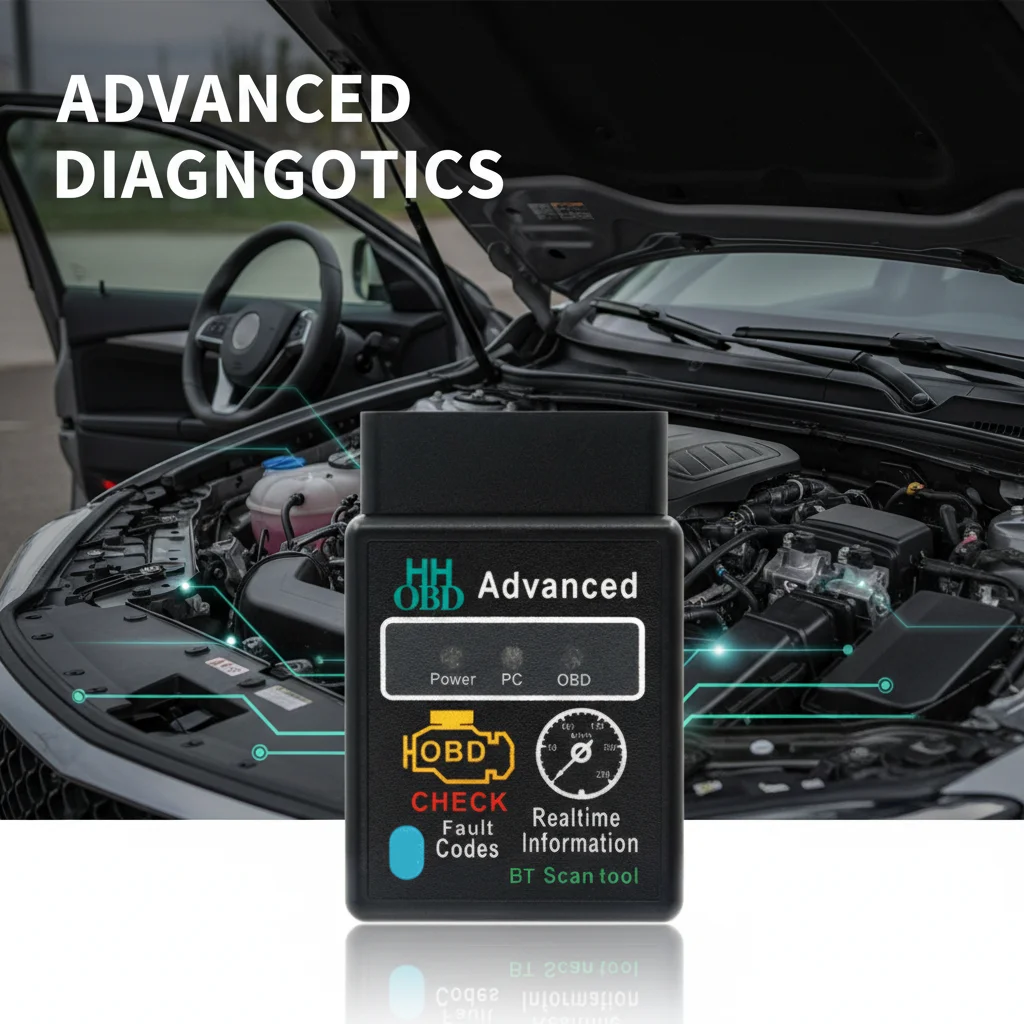 16 Pin 12V ELM327 OBD2 Code Reader Scanner V1.5 Bluetooth 5.1 OBD Interface Adapter Auto Engine Diagnostic Tool