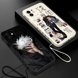 Cartoon Jujutsus Kaisens Satoru Gojo Phone Case For iPhone 15 14 13 12 11 Pro Max Mini X XR XS SE 8 7 Plus Liquid Silicone Cover