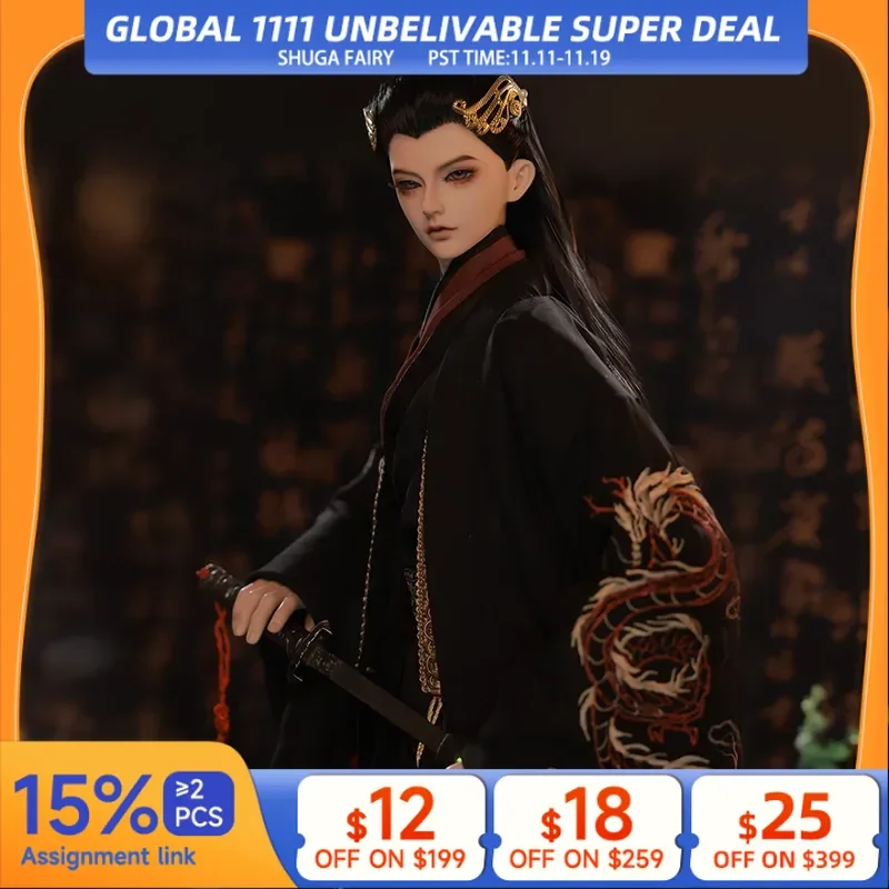 

BJD кукла Аарон 1/3 Смола 73 см Hanfu с рисунком дракона Древний Стиль Сюрприз подарок для детей