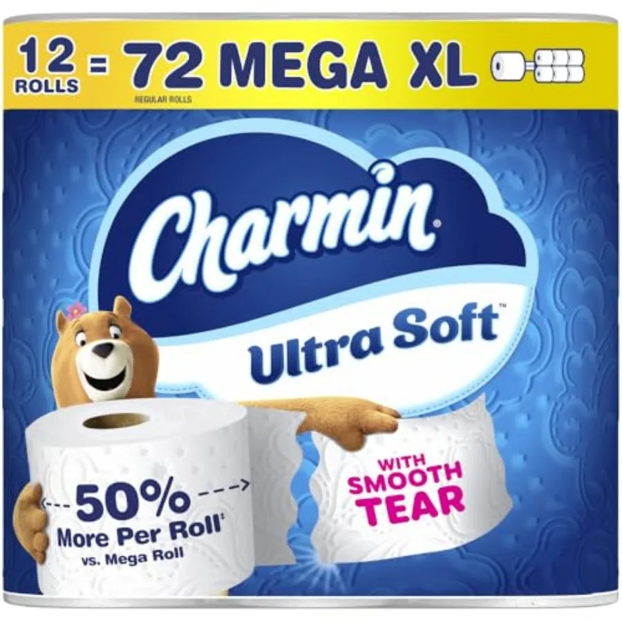 

Ultra Soft Toilet Paper, 12 Mega XL Rolls = 72 Regular Rolls