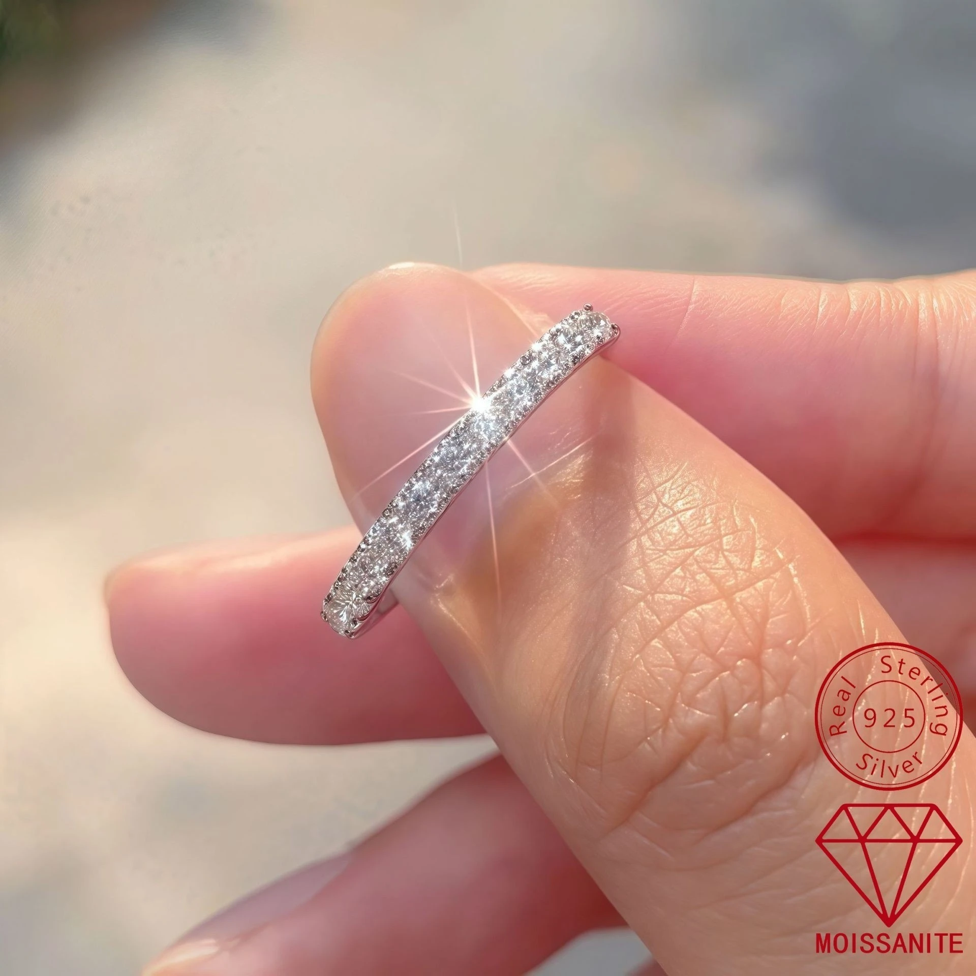 

Carnica Luxury 925 Sterling Silver 1.9mm Real Moissanite Ring D Color Stackable Band for Women GRA Diamond Wedding Jewelry Gift