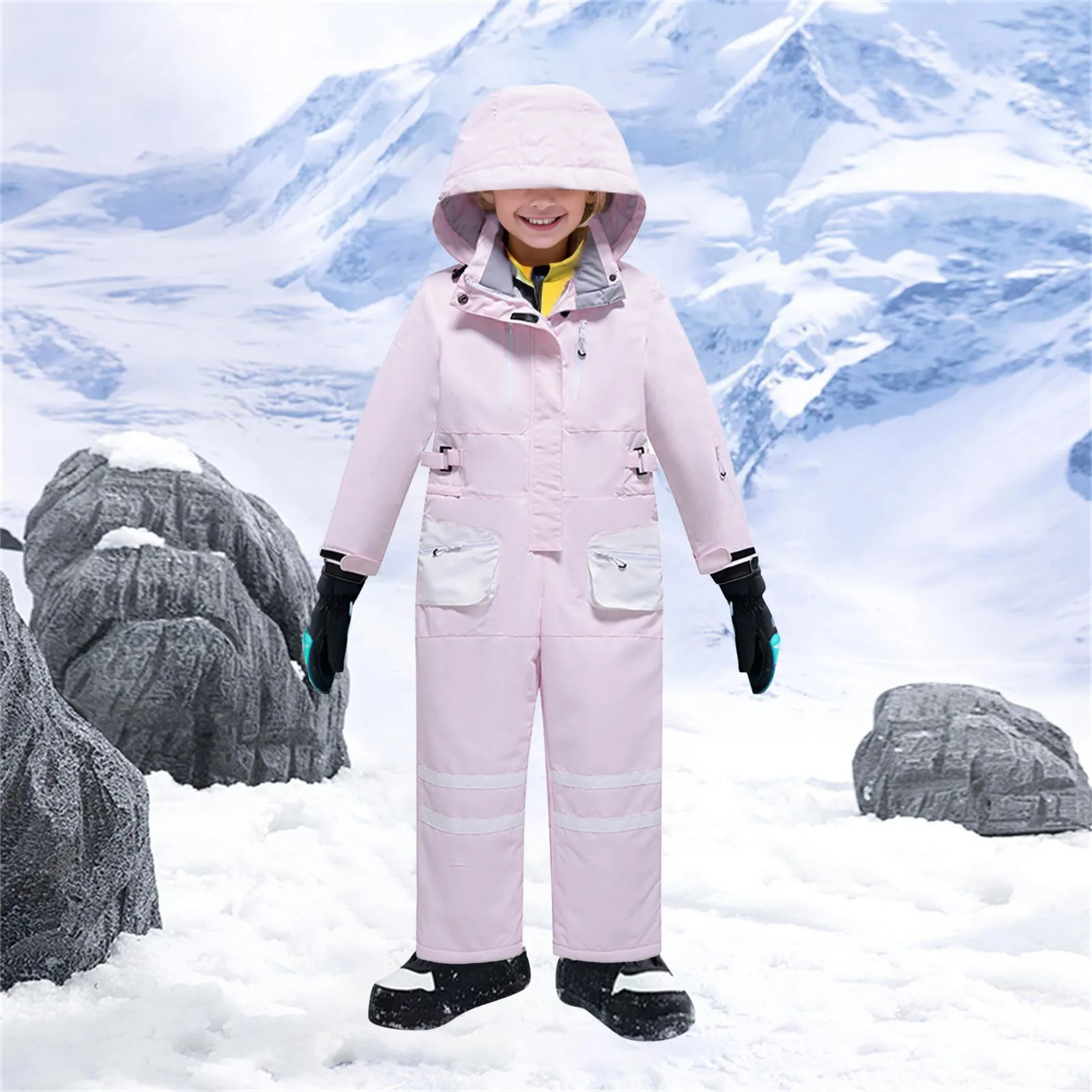 Children Ski Jumpsuit Ski Suit Boys Girls Autumn Winter Windproof Warm Outdoor Fleece Jacket Pants Kids Skiing Snowboarding Suit