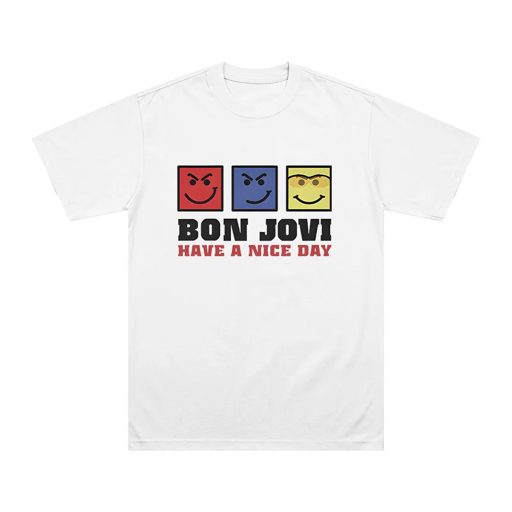 احصل على يوم جميل تي شيرت بون جوفي مشجعي فرقة الروك الهدايا تي شيرت الصيف النساء الرجال القطن ملابس قصيرة الأكمام فريدة من نوعها العصرية