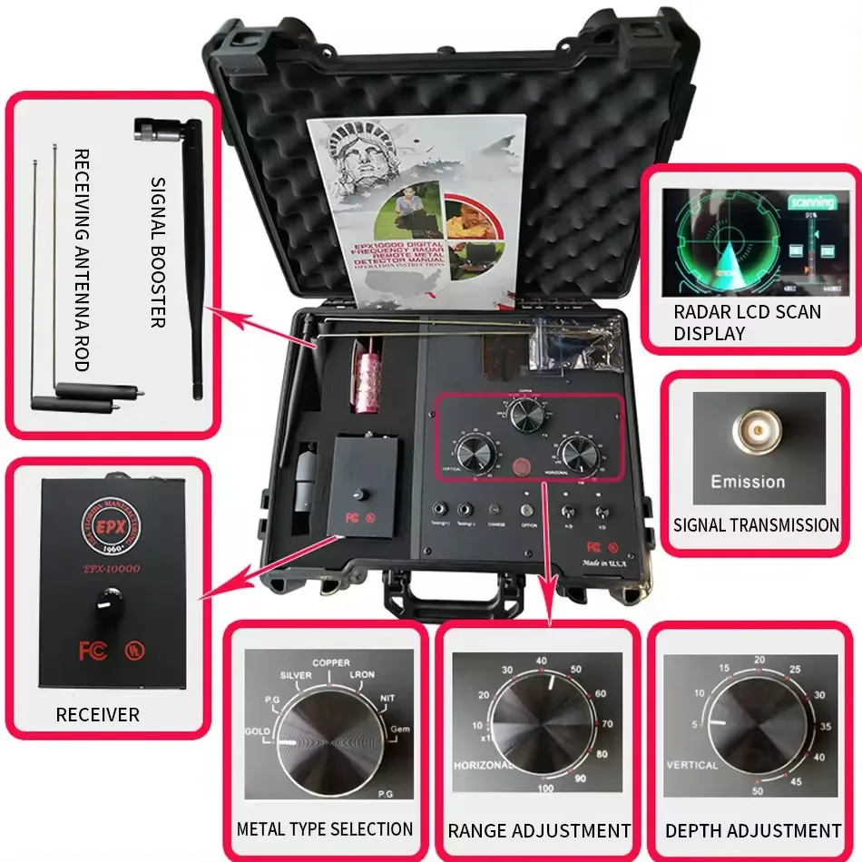 EPX10000  Plastic ROHS Certified Remote Underground Metal Detector for Archaeological Prospecting with Visual Display