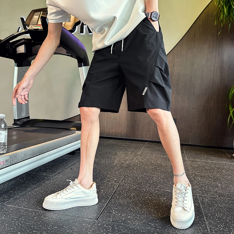 

Летние тонкие мужские шорты, модные однотонные складные мужские повседневные шорты, быстросохнущие свободные прямые шорты до колена, короткие Homme 4XL