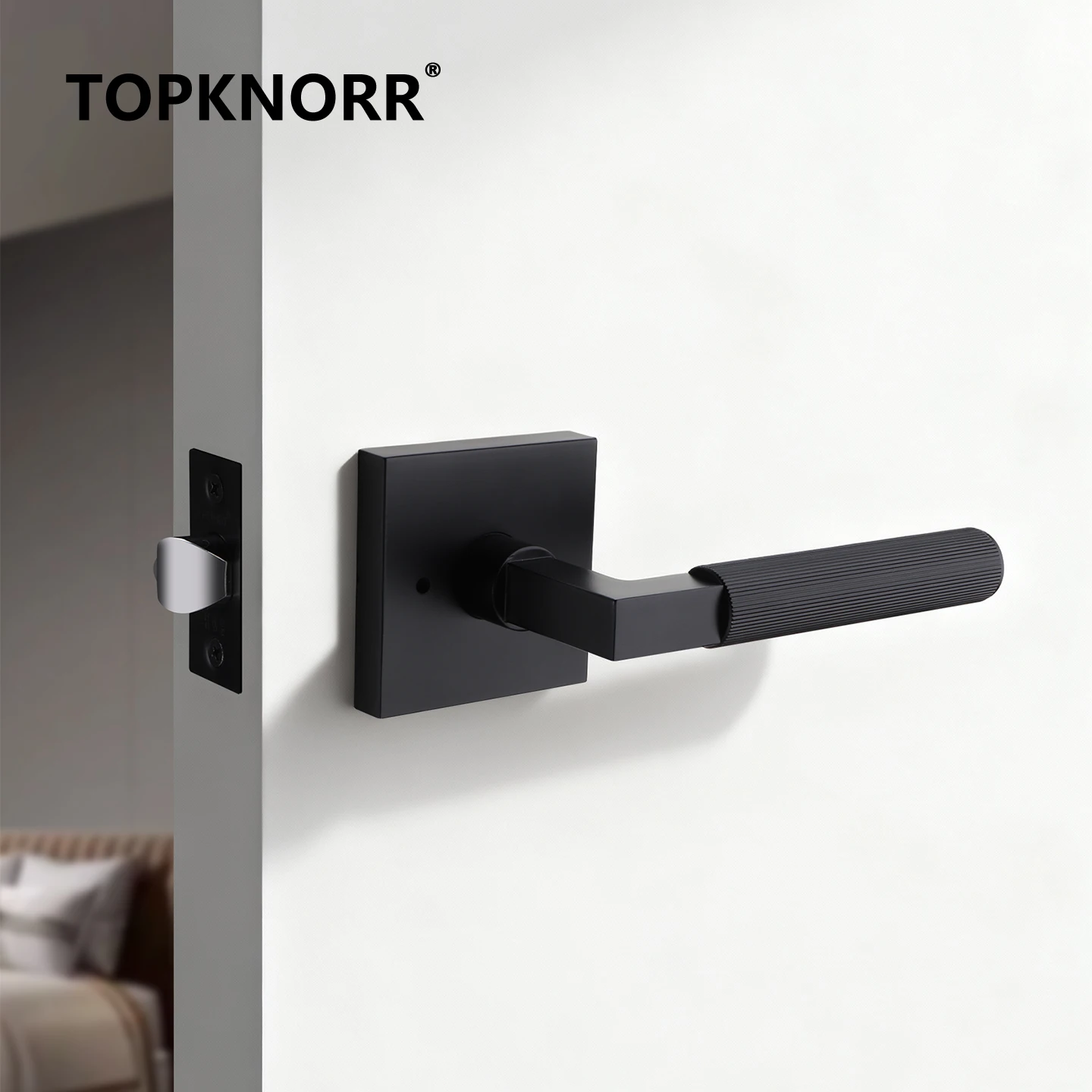 Keyless Bathroom Door Lock, Single Tongue Interior Wooden Door Lock, Yellow Privacy Lock Without Reverse Lock Button for Bedroom