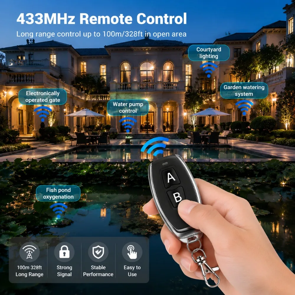 10pcs 433MHz RF Wireless Remote Control Learning Code EV1527 for Garage Door Gate Opener Home Automation Car Alarm With Battery