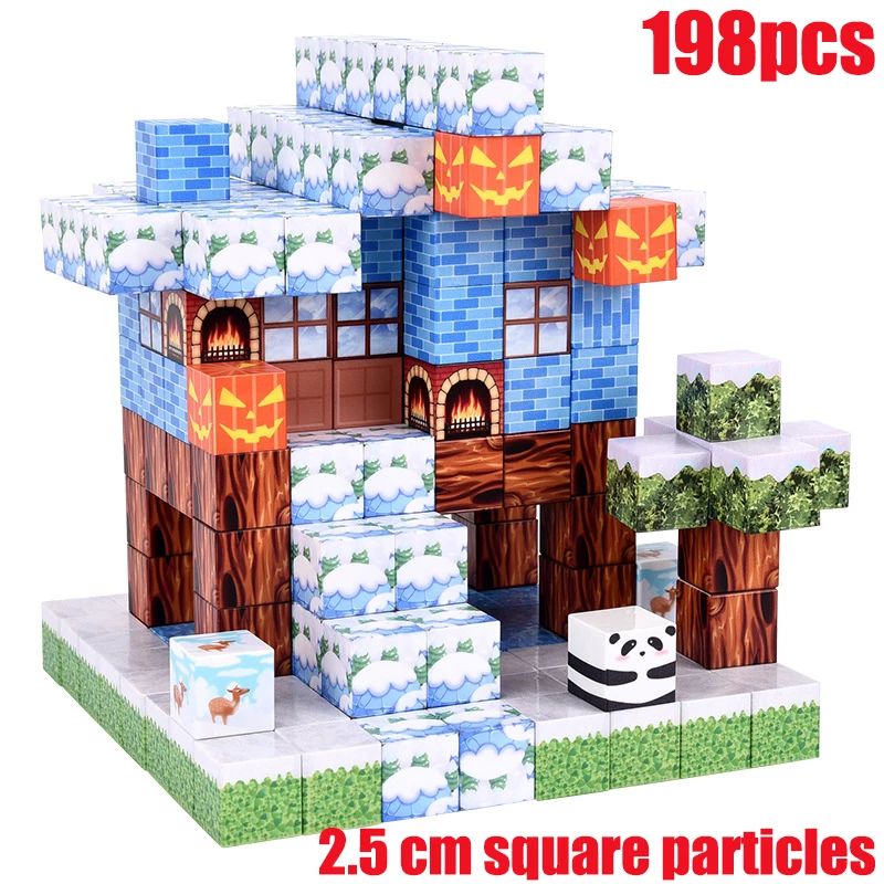 2,5 cm große magnetische Bausteine für Minecraft, magnetische Würfel, ein Weltspiel für Kinder, speziell für 3-jährige Kinder entwickelt