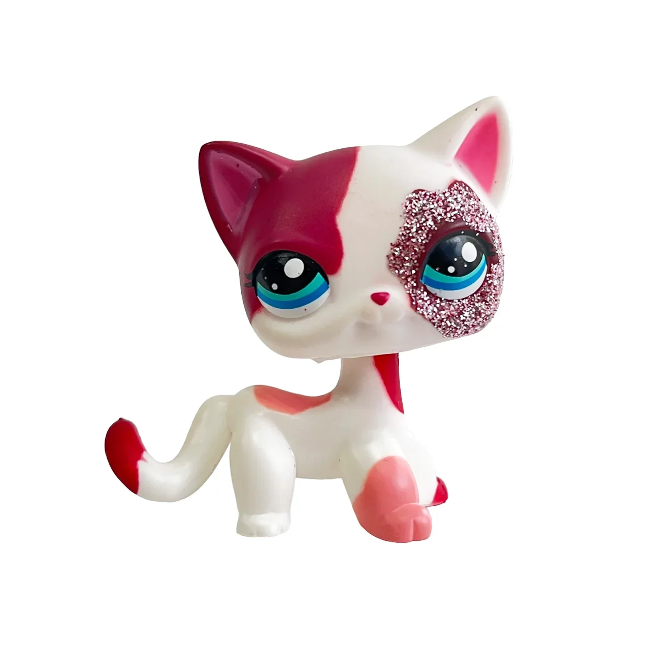 MINISO Rare littlest pet shop Bobble head toy Stands Short Hair Kitten with Mouse and necklace Old Animal Collection toy lps