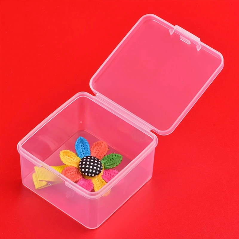 Square Plastic Storage Boxes with Lids 65x65x38mm Clear Bead Sorting Container Dropship