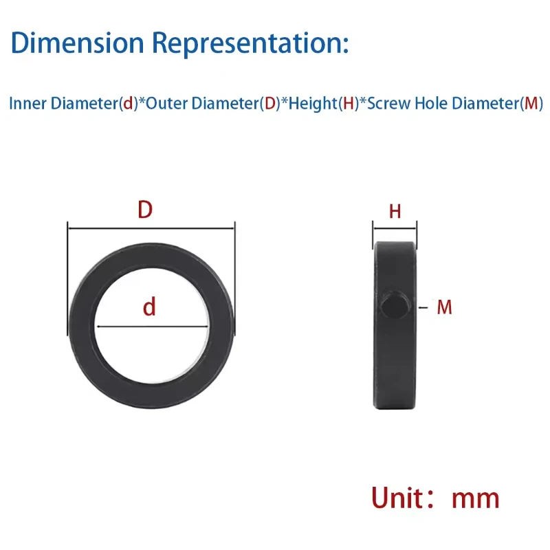 1-5pcs Shaft Collar Stop Ring Fixing Ring Limit Bearing Bush Thrust Ring Black Shaft Collar Set Screw Stop 8/10/12/14~30mm GB884