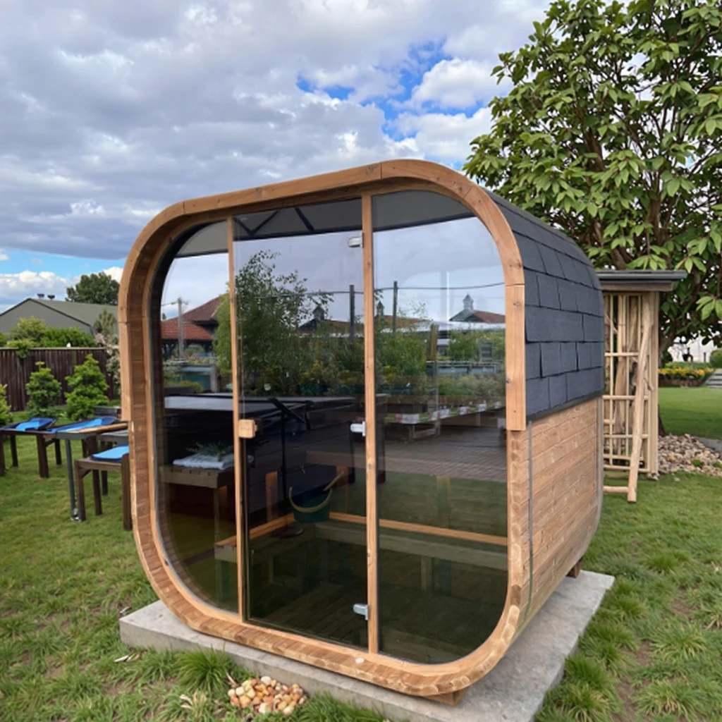 Hot Selling Modern Electric Solid Wood Hemlock 6 Persons Villa Use Garden Steam Sauna Room Outdoor