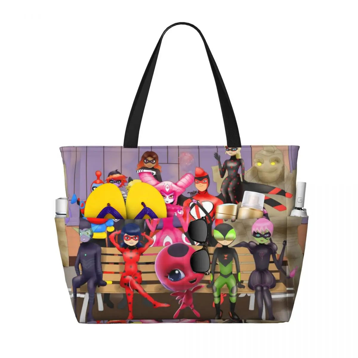Miraculous Ladybug Large travel bag, waterproof beach bag, Pool, gym tote or camping bag