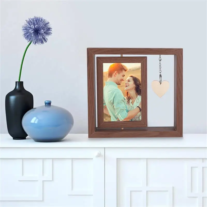 Rotating Photo Frame Double-Sided Display Picture Frames Anniversary Gifts For Living Room Bedroom Office Tabletop Decoration