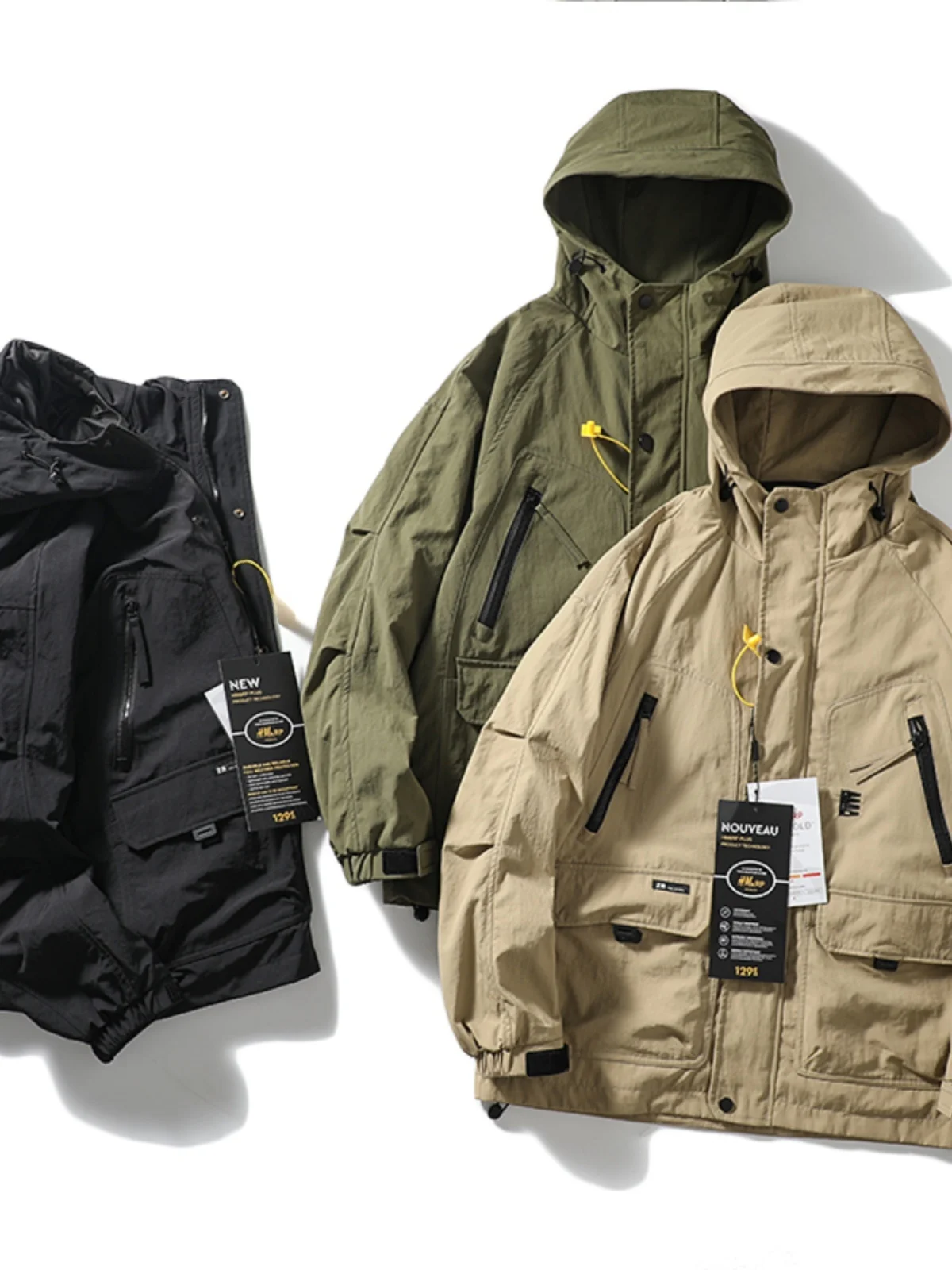 

Серия уличной спецодежды, мужская модная куртка с капюшоном, дизайн с несколькими карманами, осенняя новинка, длинная све, подставка