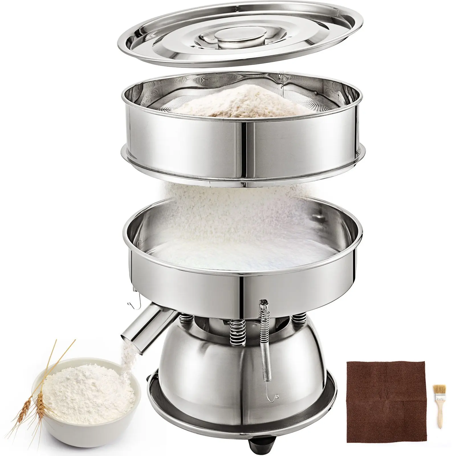 Automatic Sieve Shaker Included 12 Mesh + 80 Mesh Flour Sifter Electric Vibrating Sieve Machine 110V 50W Sifter Shaker Machine