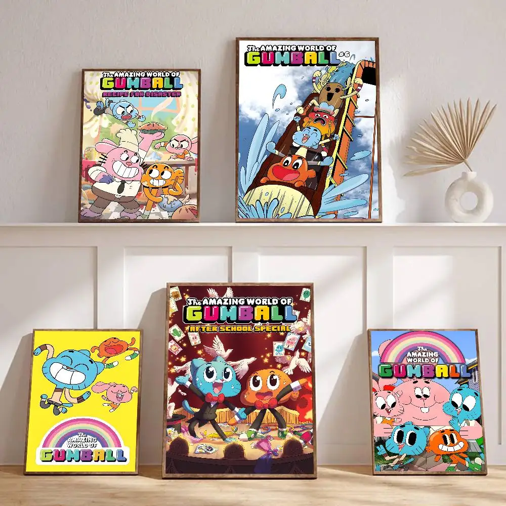 Cartoon The Amazing World Of Gumball Poster Sticker Print Waterproof Wall Art For Living Room Bedroom Home Decor