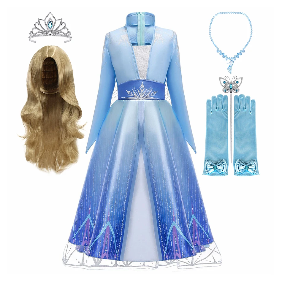 

Kids Snow Queen Cosplay Costume Baby Girl Ball Gown Teens Carnival Birthday Party Dress Halloween Girls Elsa Princess Dresses
