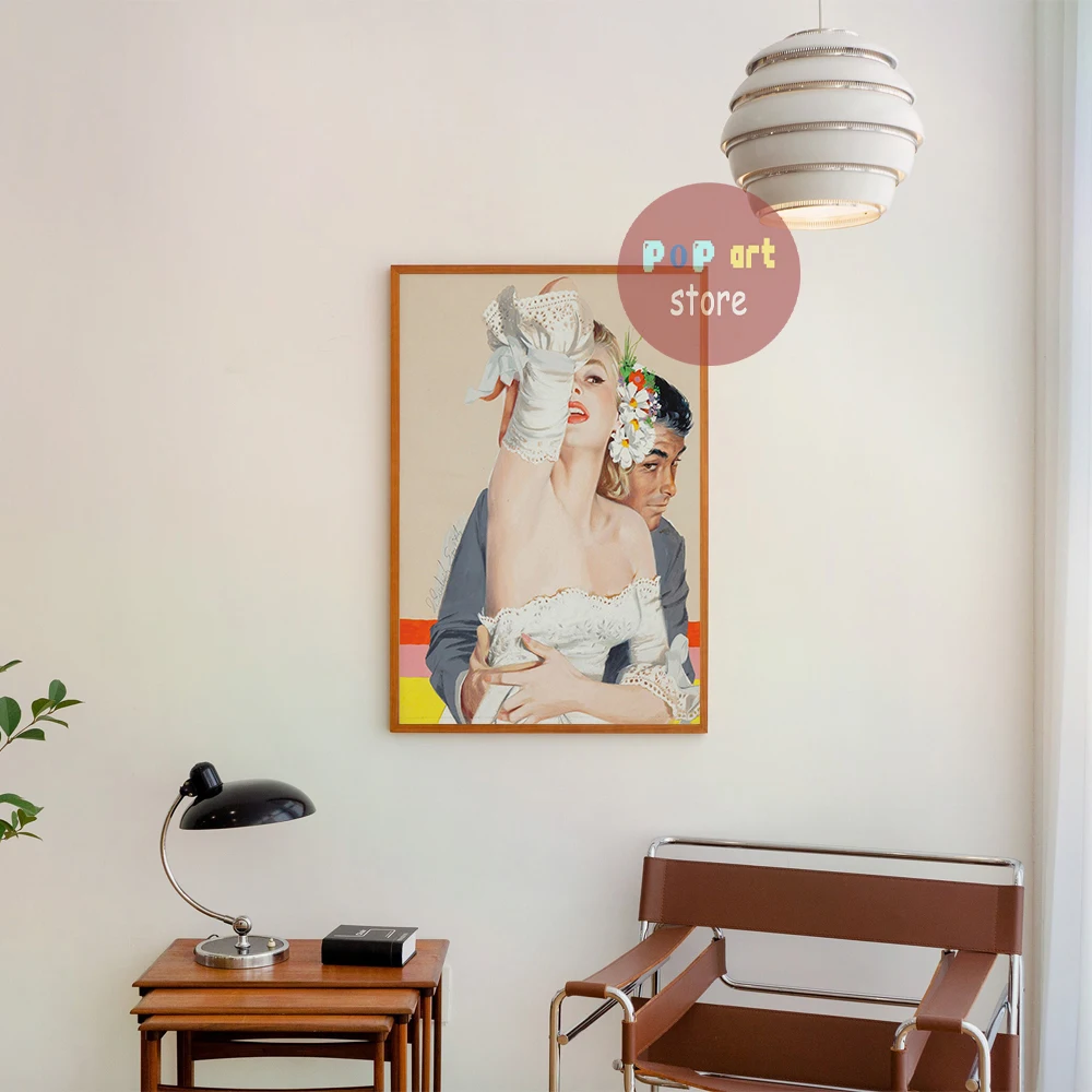 لوحة عتيقة للعشاق في الولايات المتحدة ، طباعة على القماش ، على الطراز الأوروبي ، ديكور فني لجدران الجمال ، ديكور جمالي لجدران المنزل والحانات